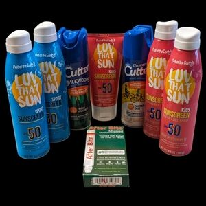 SUMMER SKINCARE BUNDLE:4 Spray Sunscreen,Lotion Sunscreen,2 Insect Repellent etc